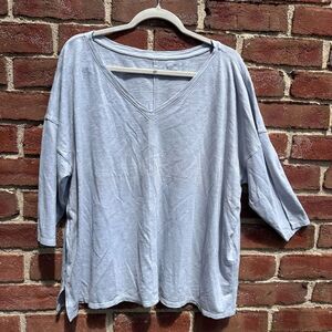 Eileen Fisher Women's $148 hemp Organic Cotton Slub V-Neck Boxy Top LARGE